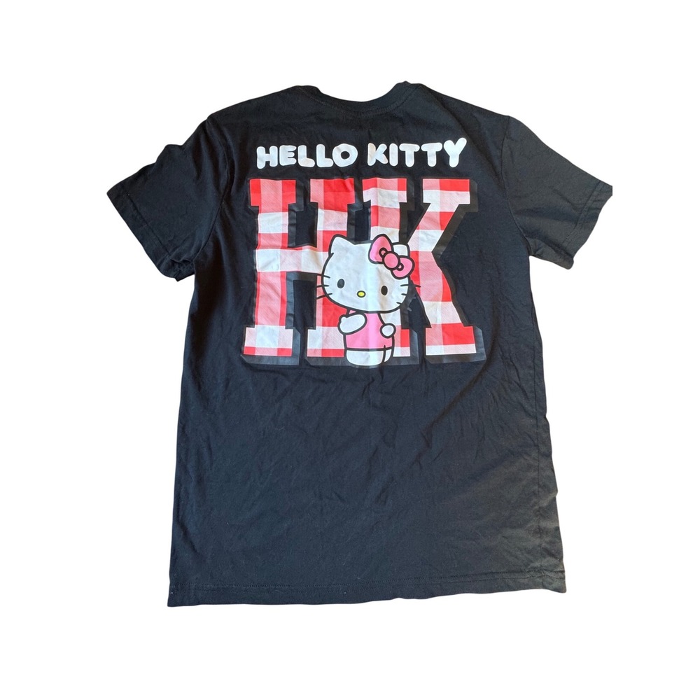 Hello Kitty Hybrid Apparel Black T Shirt‎ Graded Check HK Logo Size S P